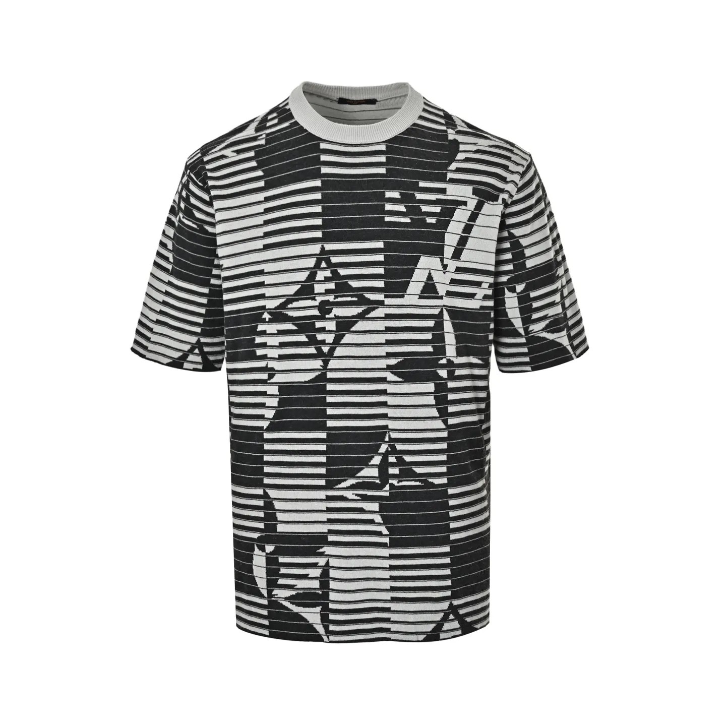 Louis Vuitton/Louis Vuitton 26ss striped old flower jacquard knitted short sleeves